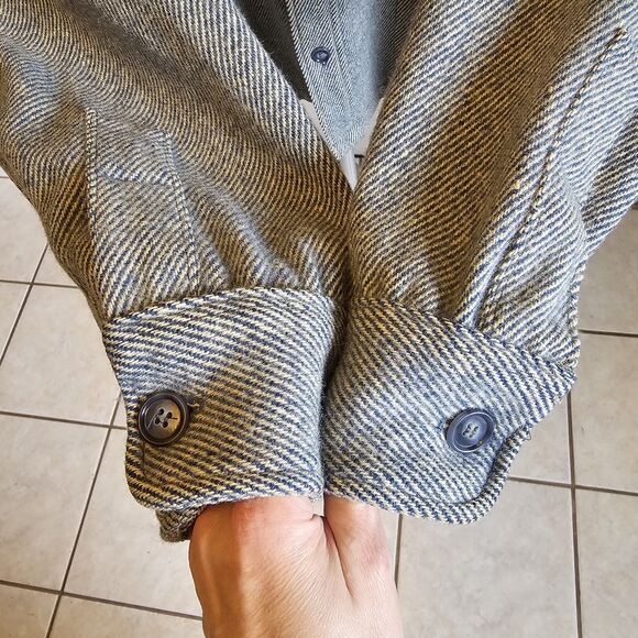 Vintage 90s Woolrich Shirt Jac Mens XXL 2XL Wool Jacket Gray Blue Chore USA Cape - Picture 3 of 15